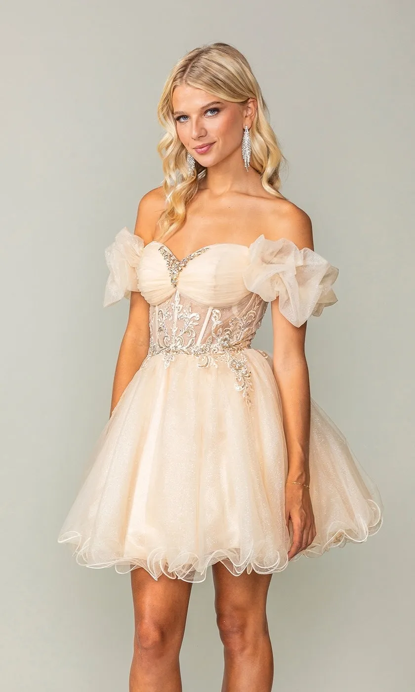 Ruffle-Sleeve Short Corset Homecoming Dress 3379 sold by PromGirl product image thumbnail 4