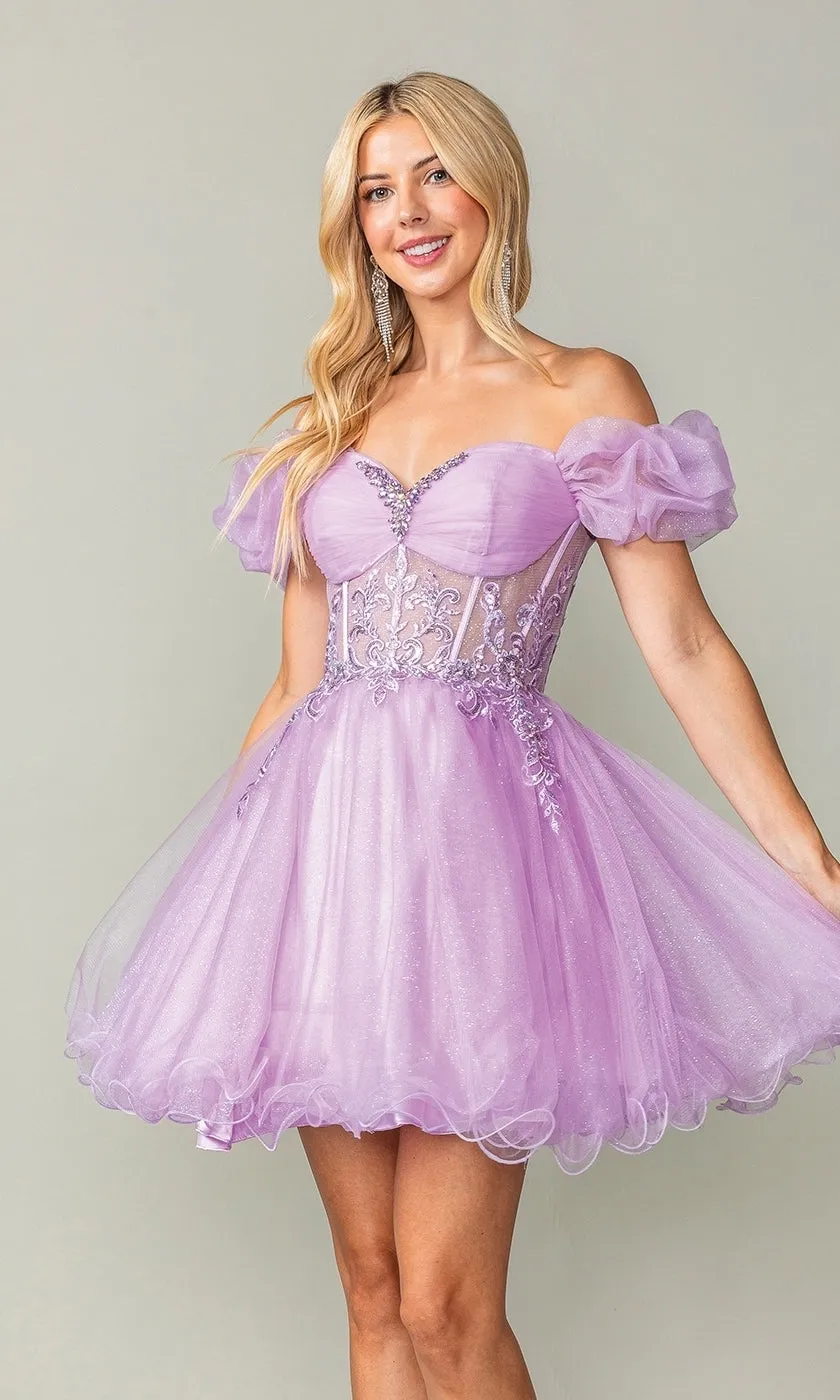 Ruffle-Sleeve Short Corset Homecoming Dress 3379 sold by PromGirl product image thumbnail 5