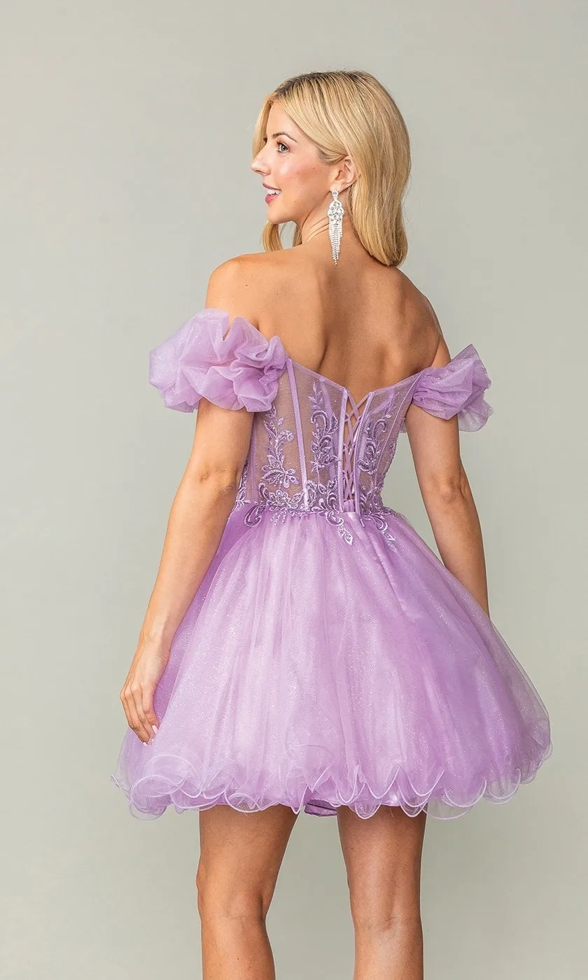 Ruffle-Sleeve Short Corset Homecoming Dress 3379 sold by PromGirl product image thumbnail 2