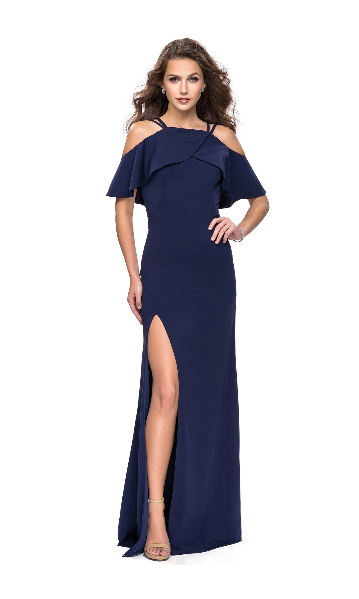 La Femme Cold-Shoulder Ruffled Prom Dress 25556 sold by PromGirl product image thumbnail 4