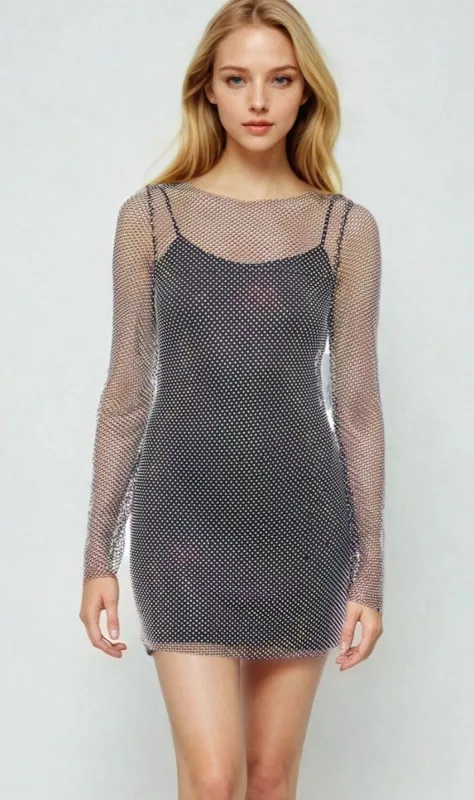 Jump Beaded-Sleeve Long Black Hoco Dress 13057 made by Jump
