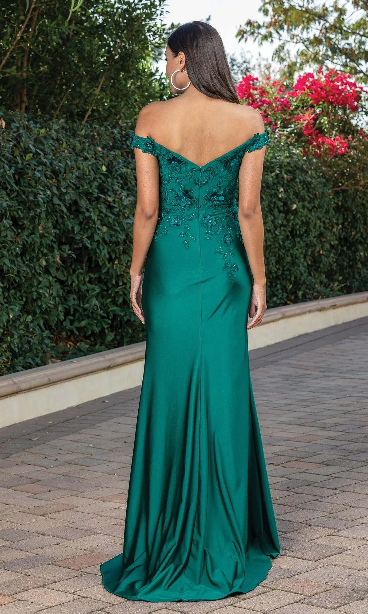 Off-the-Shoulder Long Prom Dress with Floral Details sold by PromGirl product image thumbnail 2