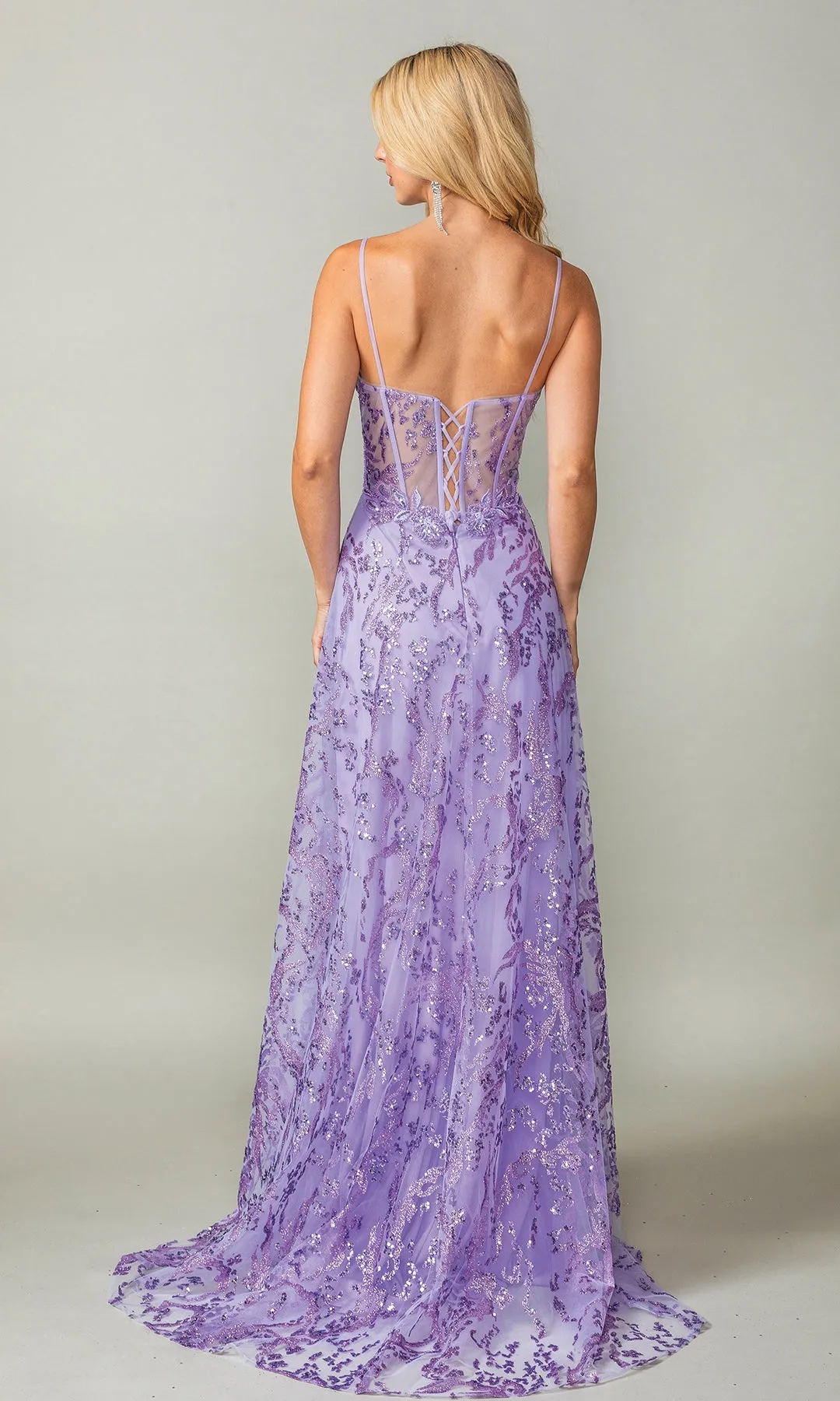 Long Glitter-Print Prom Dress: Dancing Queen 4402 sold by PromGirl product image thumbnail 4