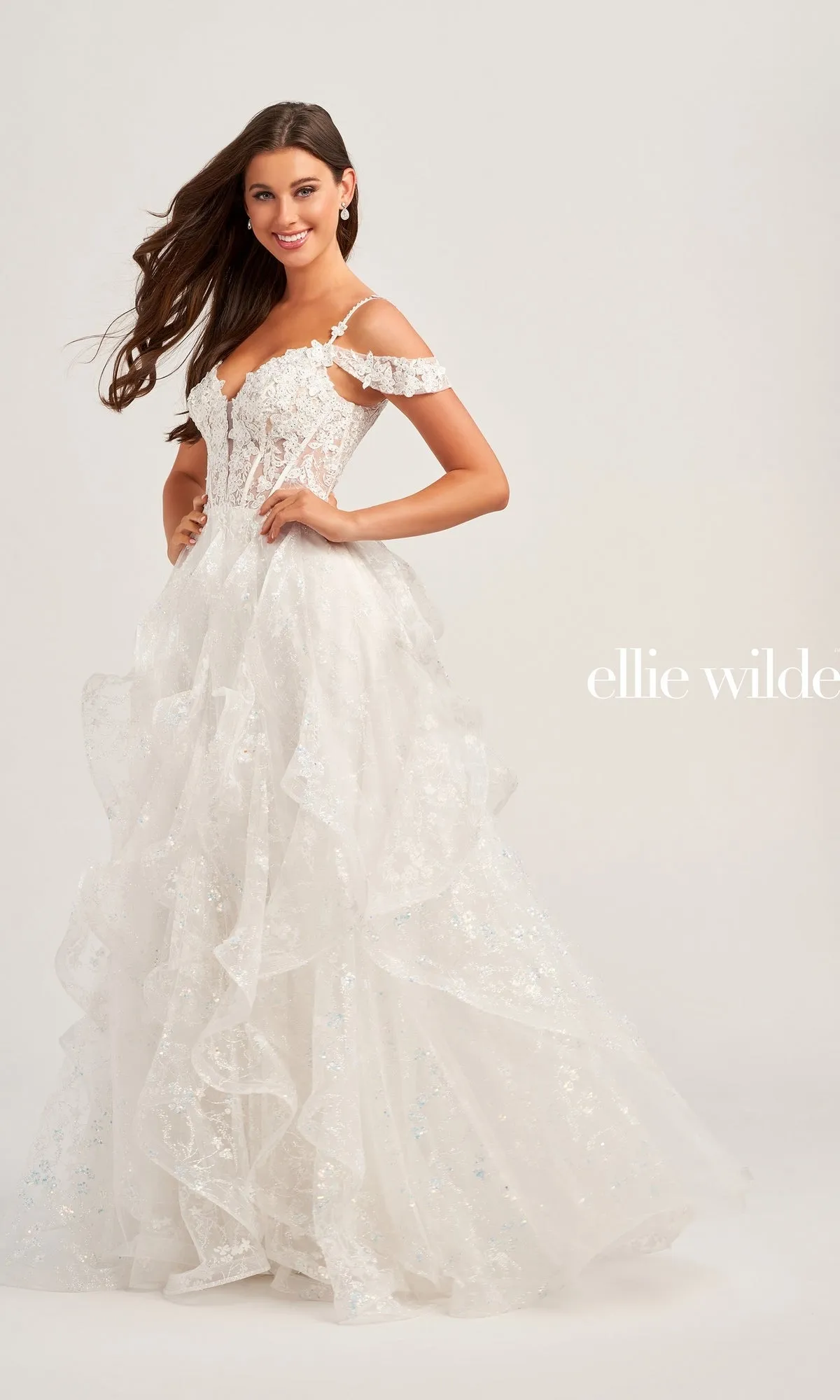 Ellie Wilde Ruffled Long Prom Ball Gown EW35218 sold by PromGirl product image thumbnail 4