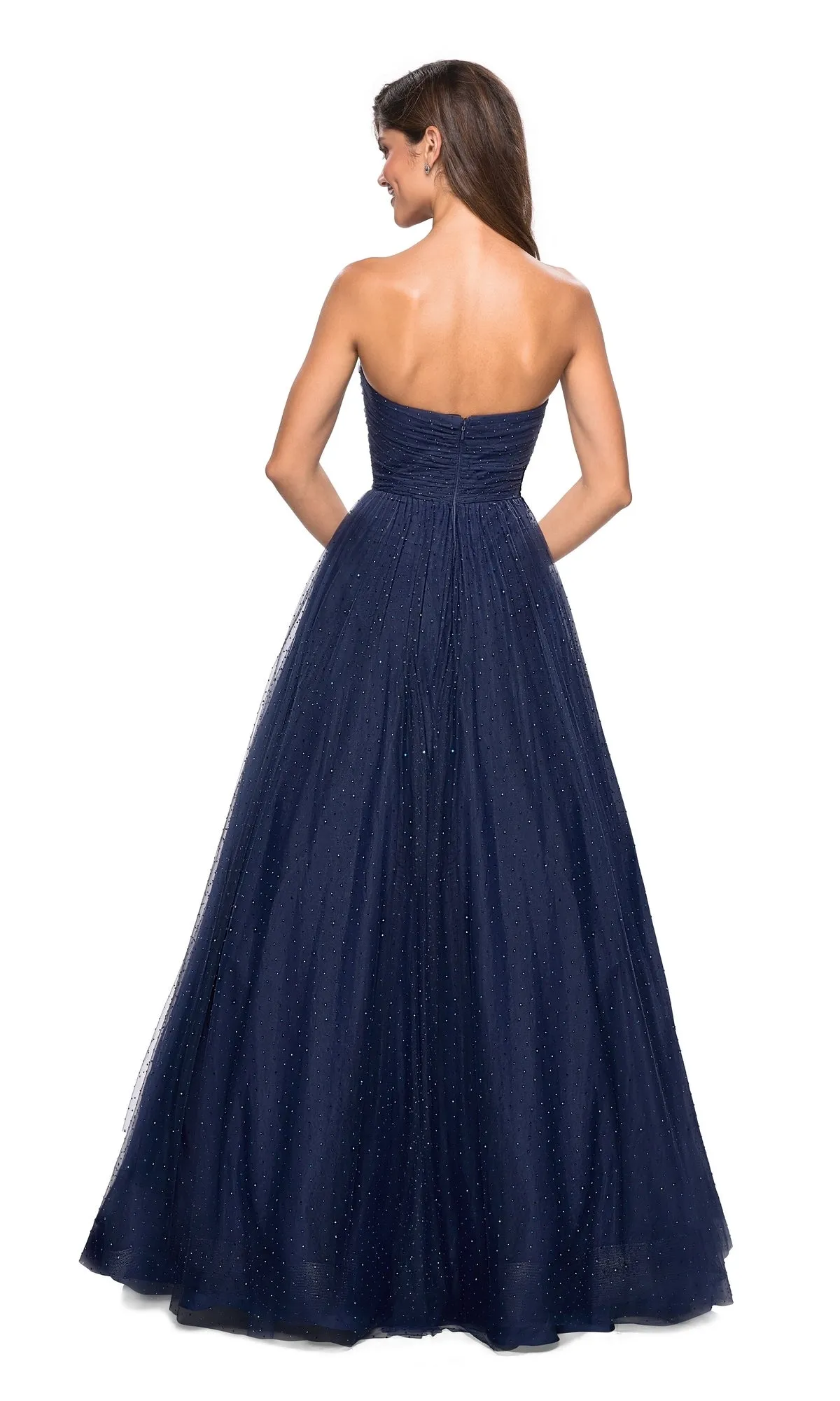 Strapless Rhinestone Tulle Prom Dress: La Femme 27630 sold by PromGirl product image thumbnail 2