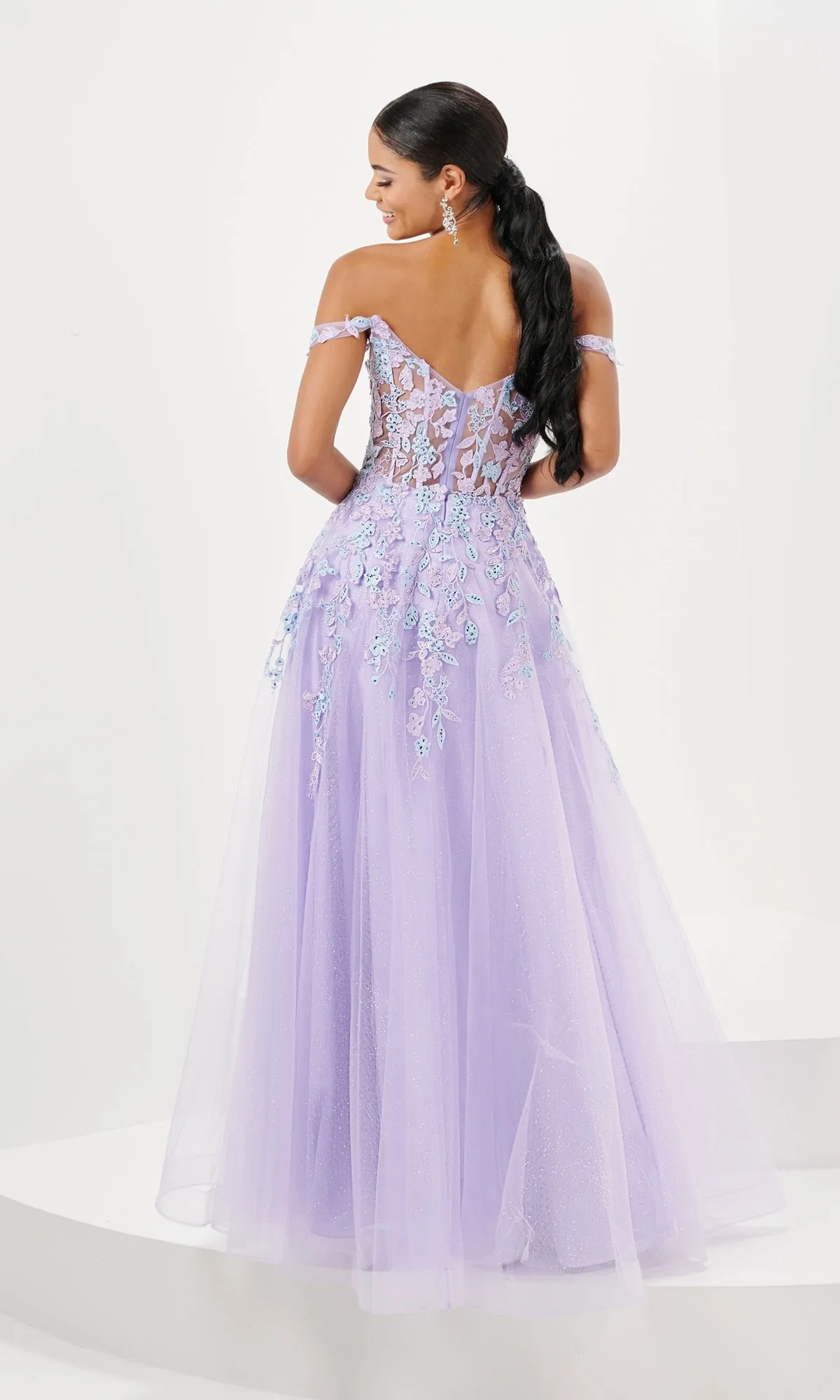 Tiffany Glitter Tulle Aqua Blue Prom Dress 16113 sold by PromGirl product image thumbnail 2