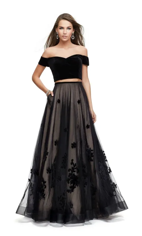 Black La Femme 25574 Long Prom Dress sold by PromGirl