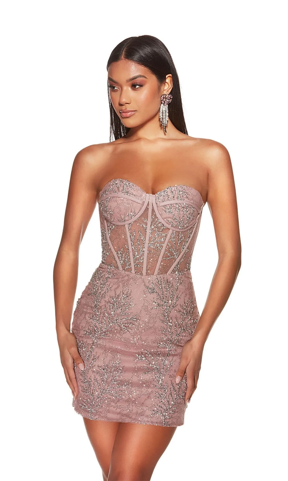 Strapless Sweetheart Short Glitter Hoco Dress 4865 sold by PromGirl product image thumbnail 3