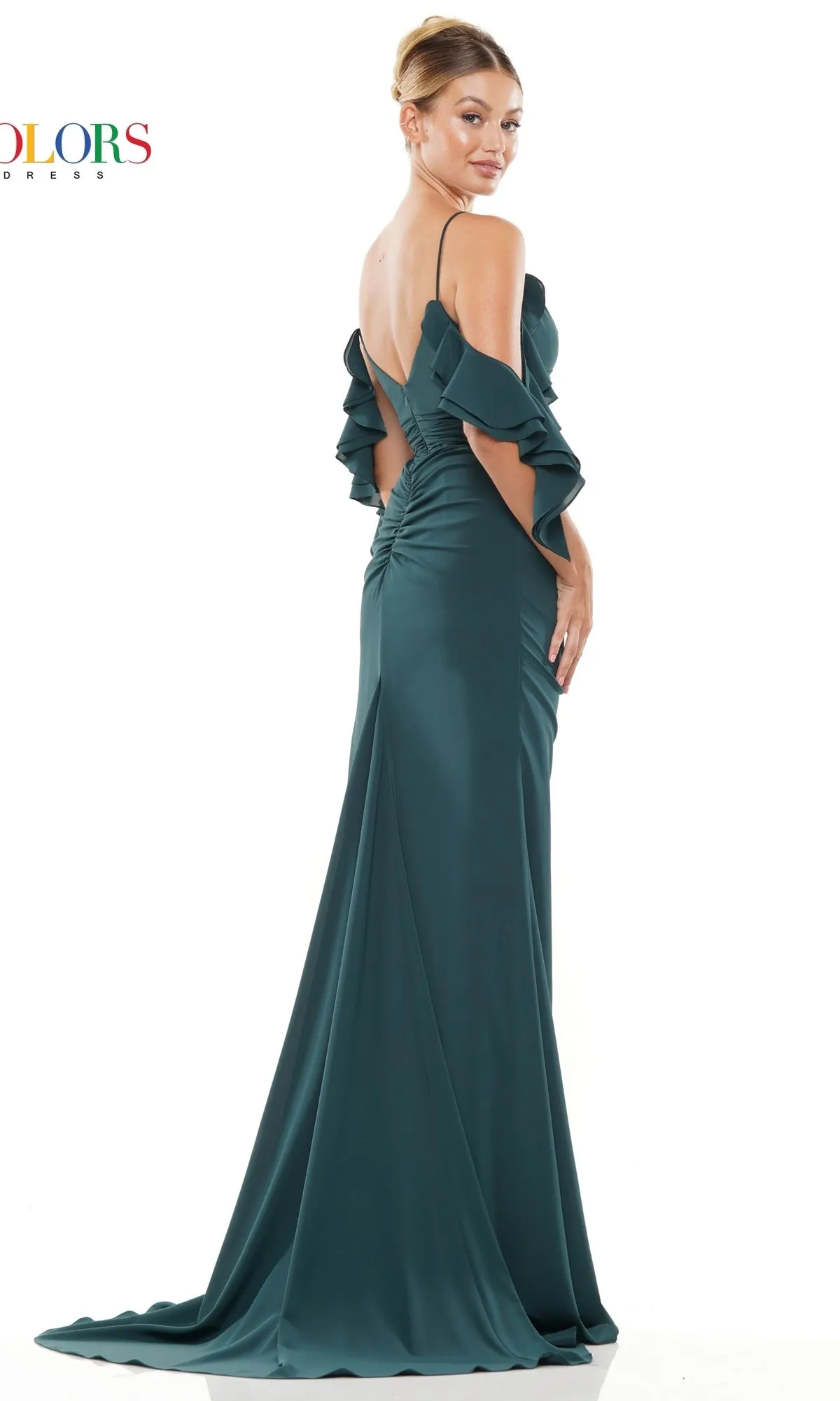 Ruffle-Sleeve Off-Shoulder Long Prom Dress 3100 sold by PromGirl product image thumbnail 2