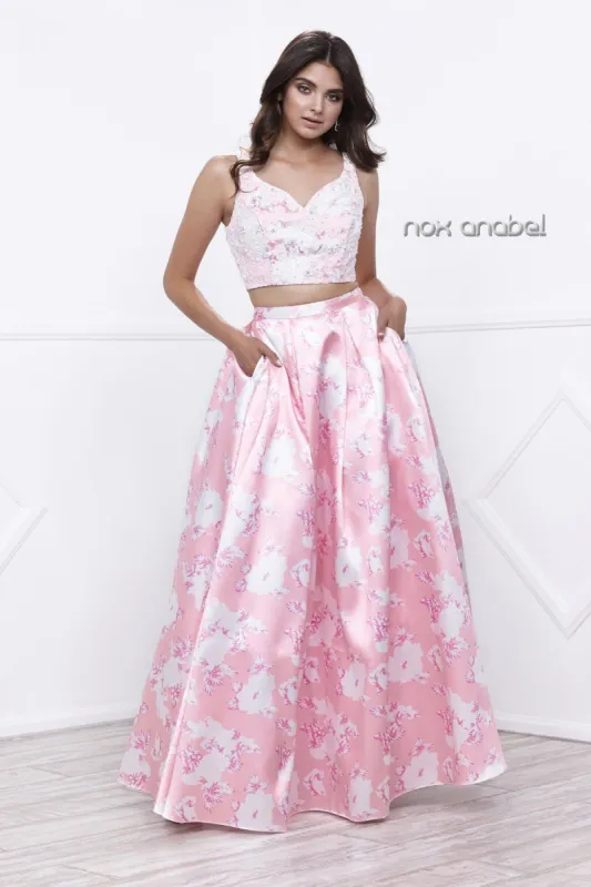 Floral Two Piece Ball Gown sold by PromGirl