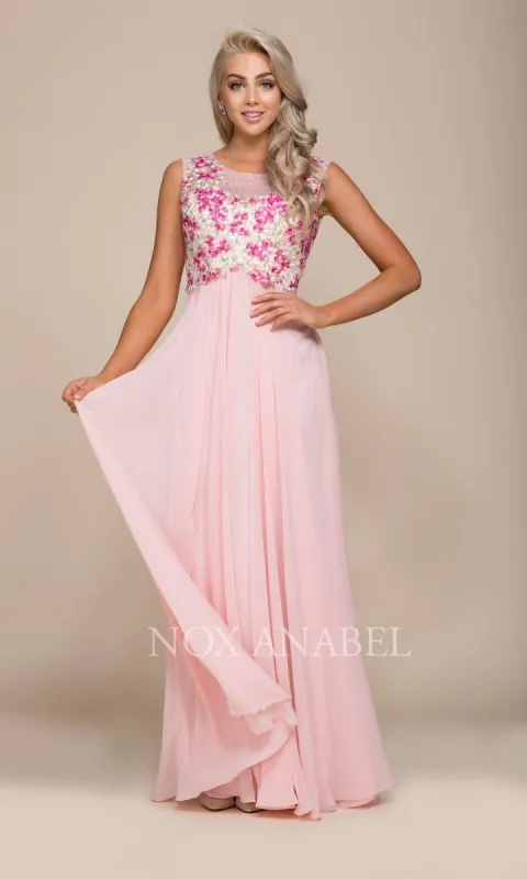 Long Blush Pink Prom Dress With Embroidery sold by PromGirl