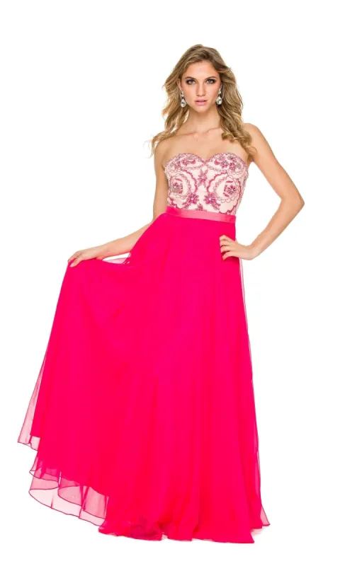 Strapless Long Sweetheart Prom Dress with Beads sold by PromGirl
