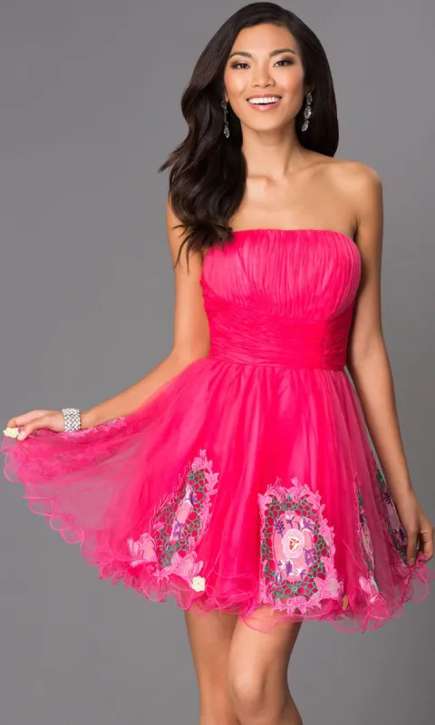 Short Strapless Party Dress with Corset sold by PromGirl