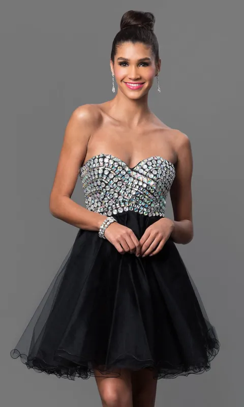 Jeweled-Bodice Strapless Short Party Dress sold by PromGirl