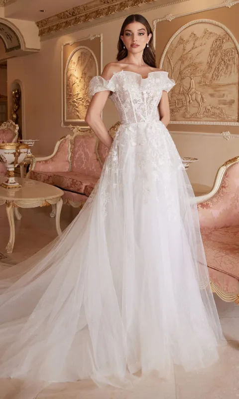 White Off-the-Shoulder Wedding Dress A1090 sold by PromGirl