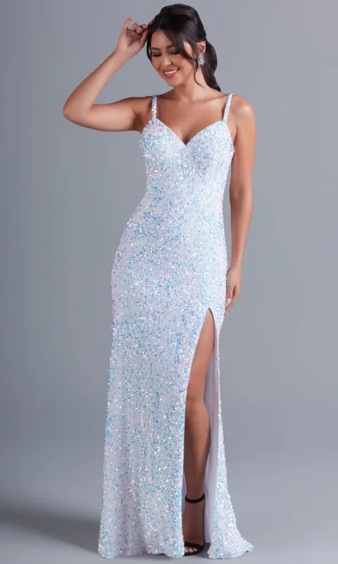 PromGirl Ivory White Long Sequin Prom Dress sold by PromGirl