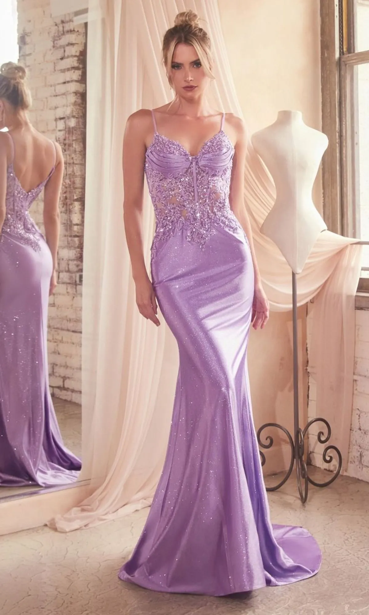 Long Glitter Prom Dress with Sweep Train CDS450 sold by PromGirl product image thumbnail 5