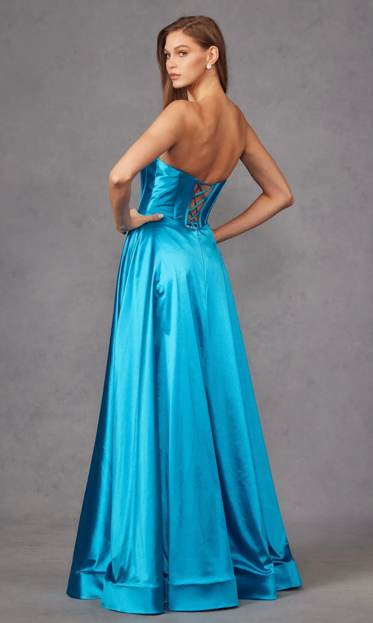 Strapless Long Blue Prom Dress: Juliet JT2435A sold by PromGirl product image thumbnail 2