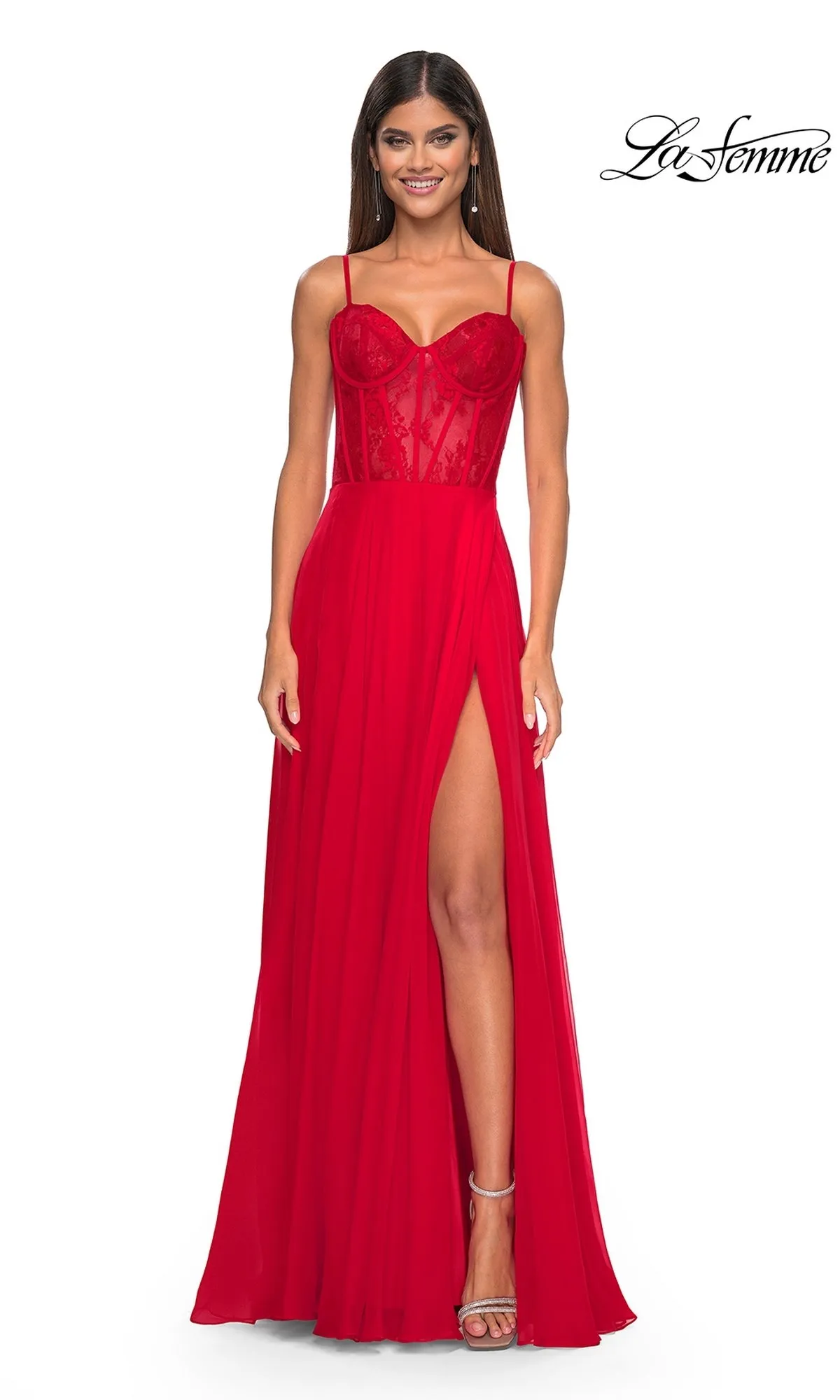 La Femme Long Chiffon Sweetheart Prom Dress 32276 sold by PromGirl