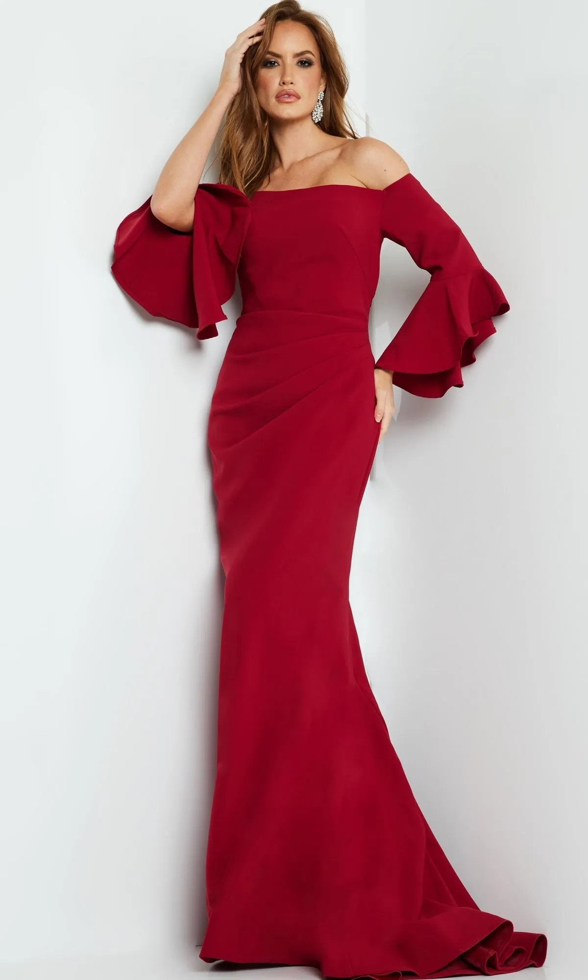 Bell-Sleeve Designer Evening Gown: Jovani 07065 sold by PromGirl