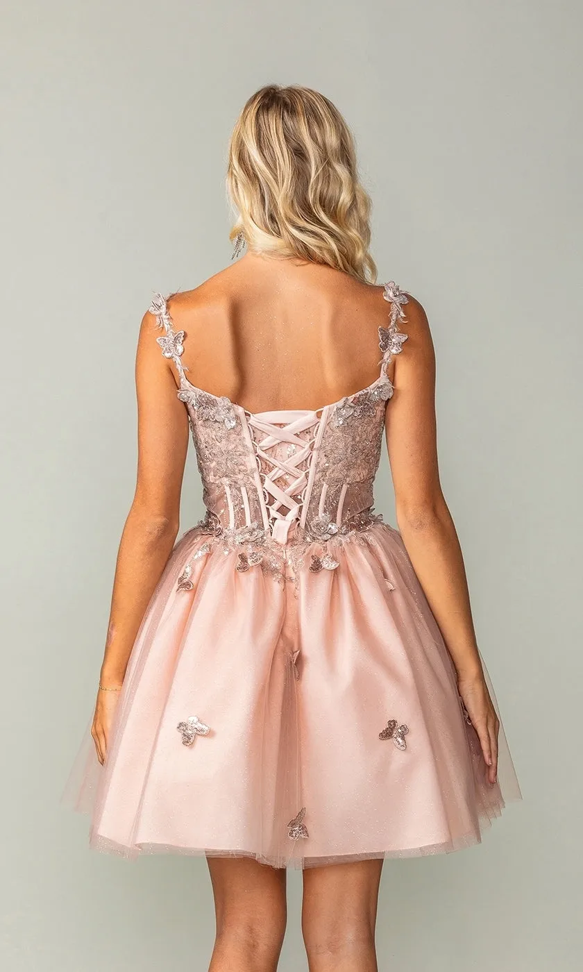 Rose Gold Short Butterfly Homecoming Dress 3367 sold by PromGirl product image thumbnail 2