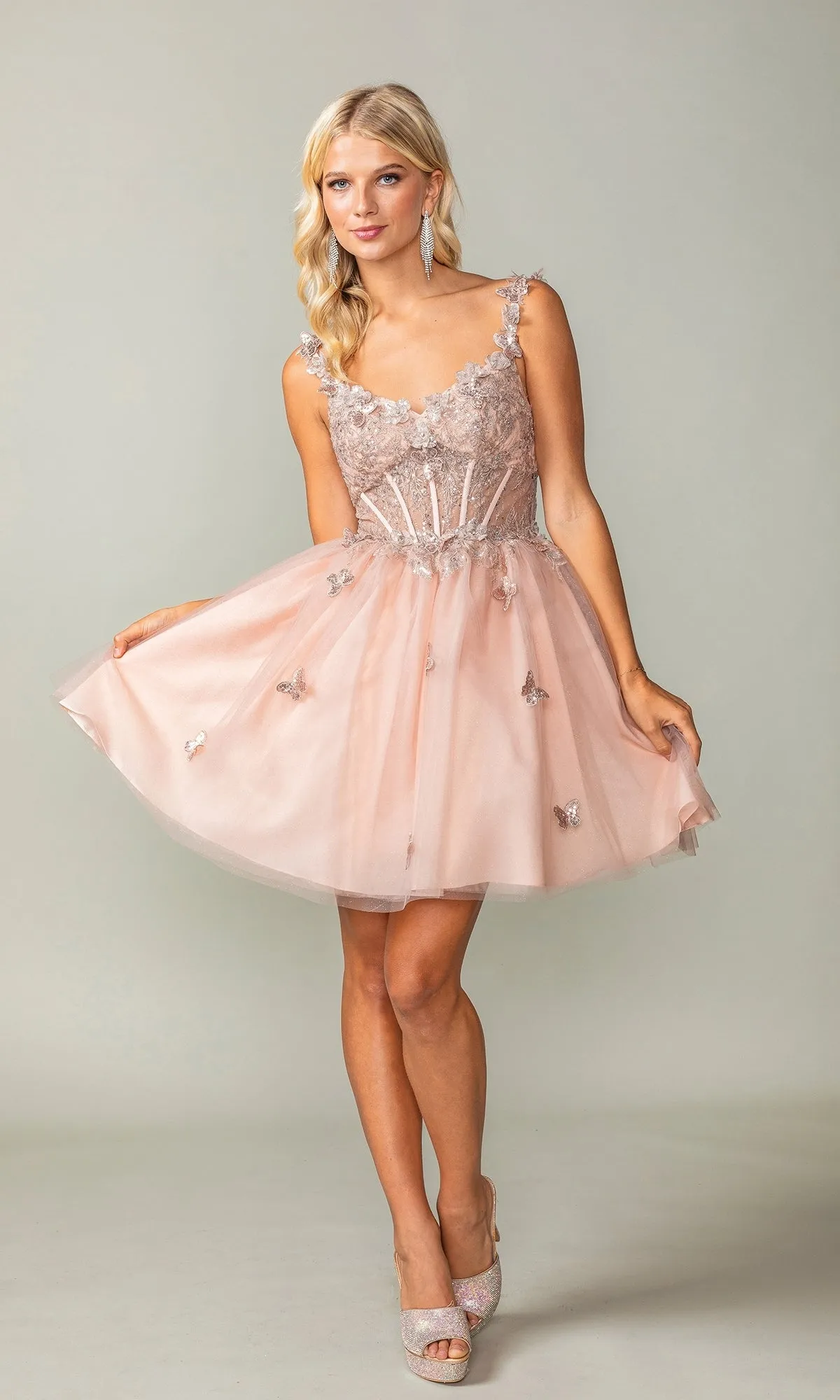 Rose Gold Short Butterfly Homecoming Dress 3367 sold by PromGirl product image thumbnail 5