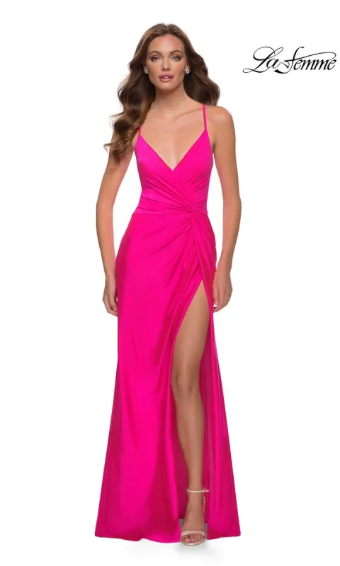 La Femme Hot Pink Long Prom Dress 29870 sold by PromGirl