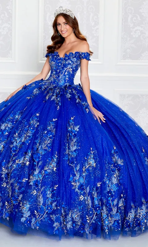 Princesa Quinceañera Dress PR12263 with 3-D Flowers sold by PromGirl
