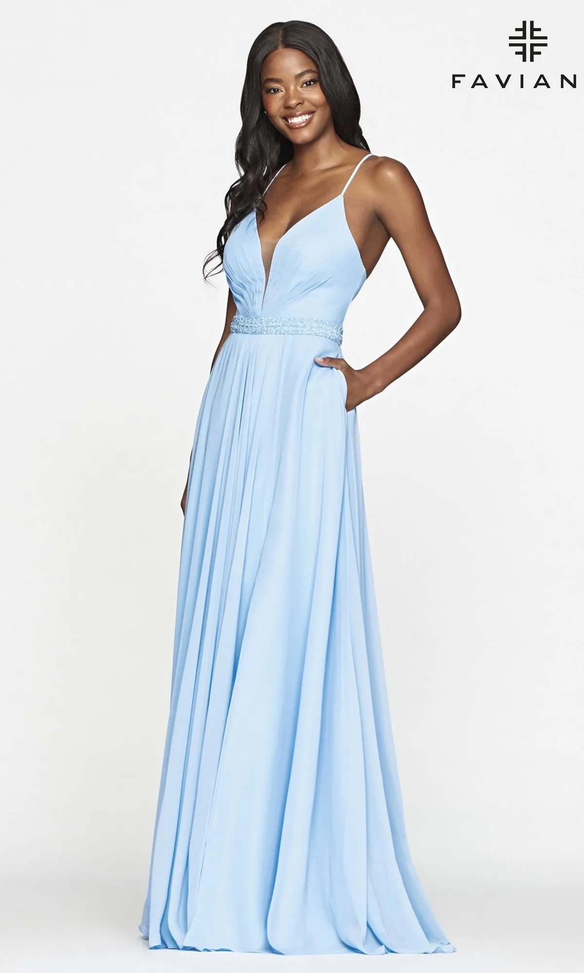 Pastel Long A-Line Chiffon Faviana Prom Dress sold by PromGirl product image thumbnail 3