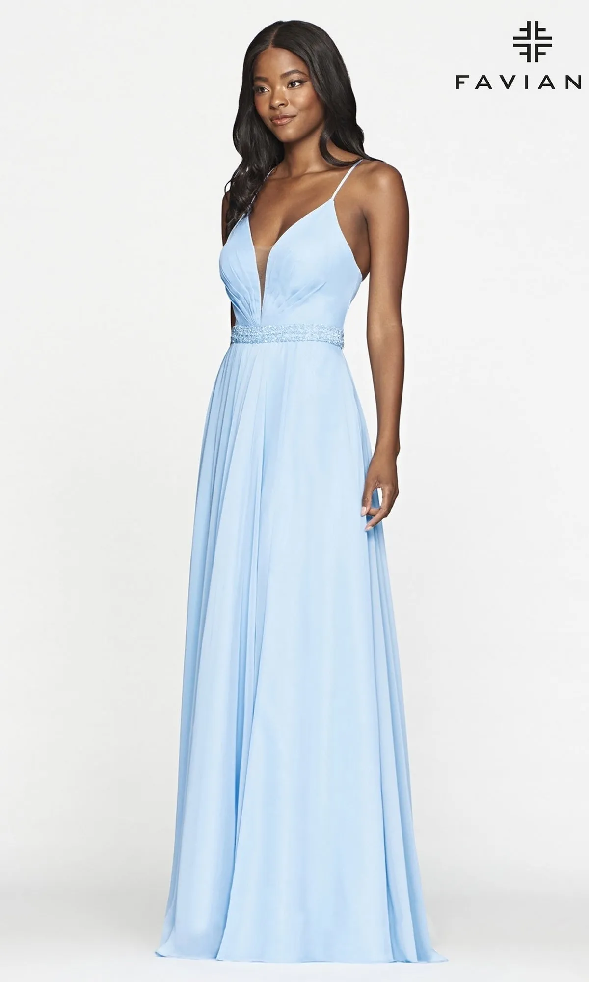 Pastel Long A-Line Chiffon Faviana Prom Dress sold by PromGirl product image thumbnail 4