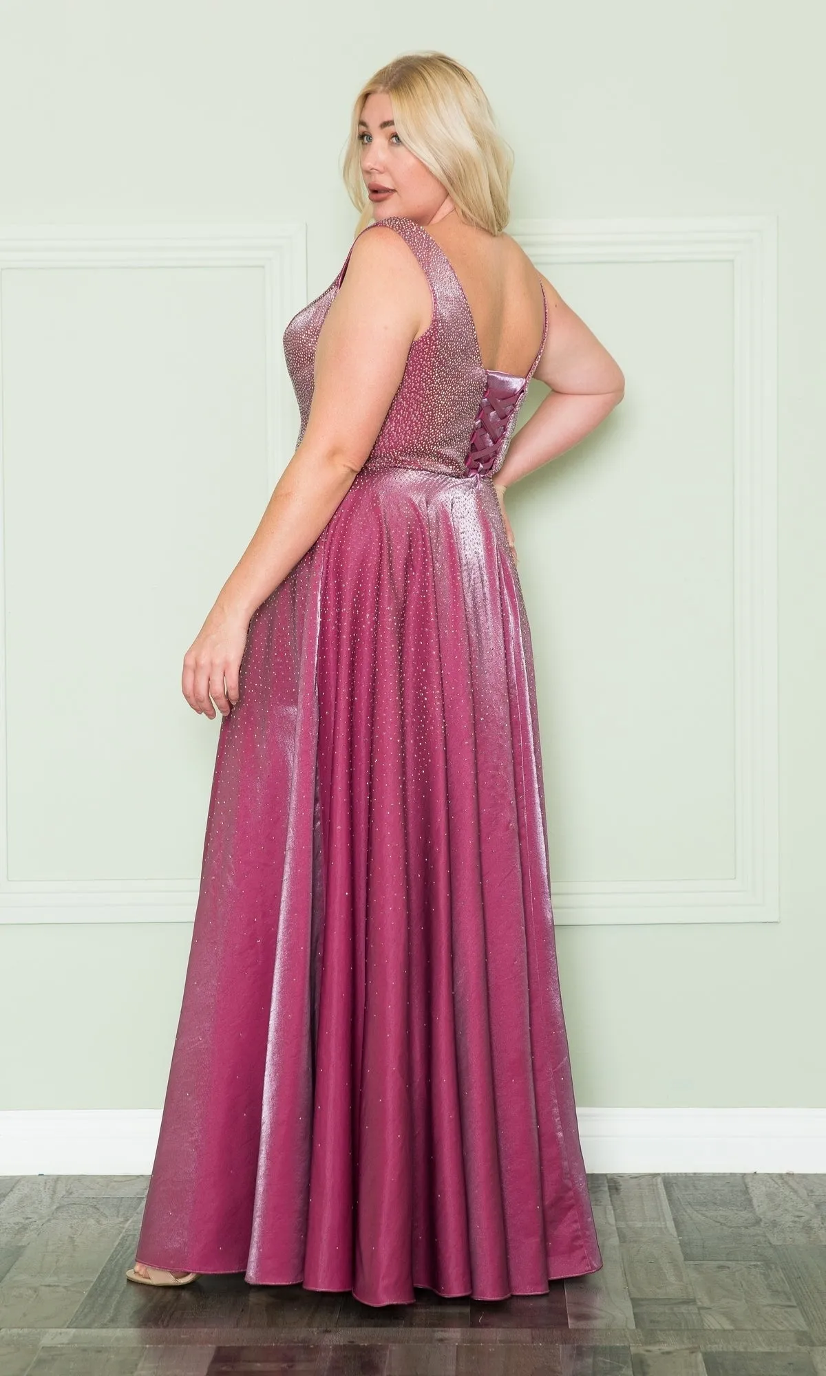 Embellished Plus-Size Long V-Neck Prom Dress W1110 sold by PromGirl product image thumbnail 5