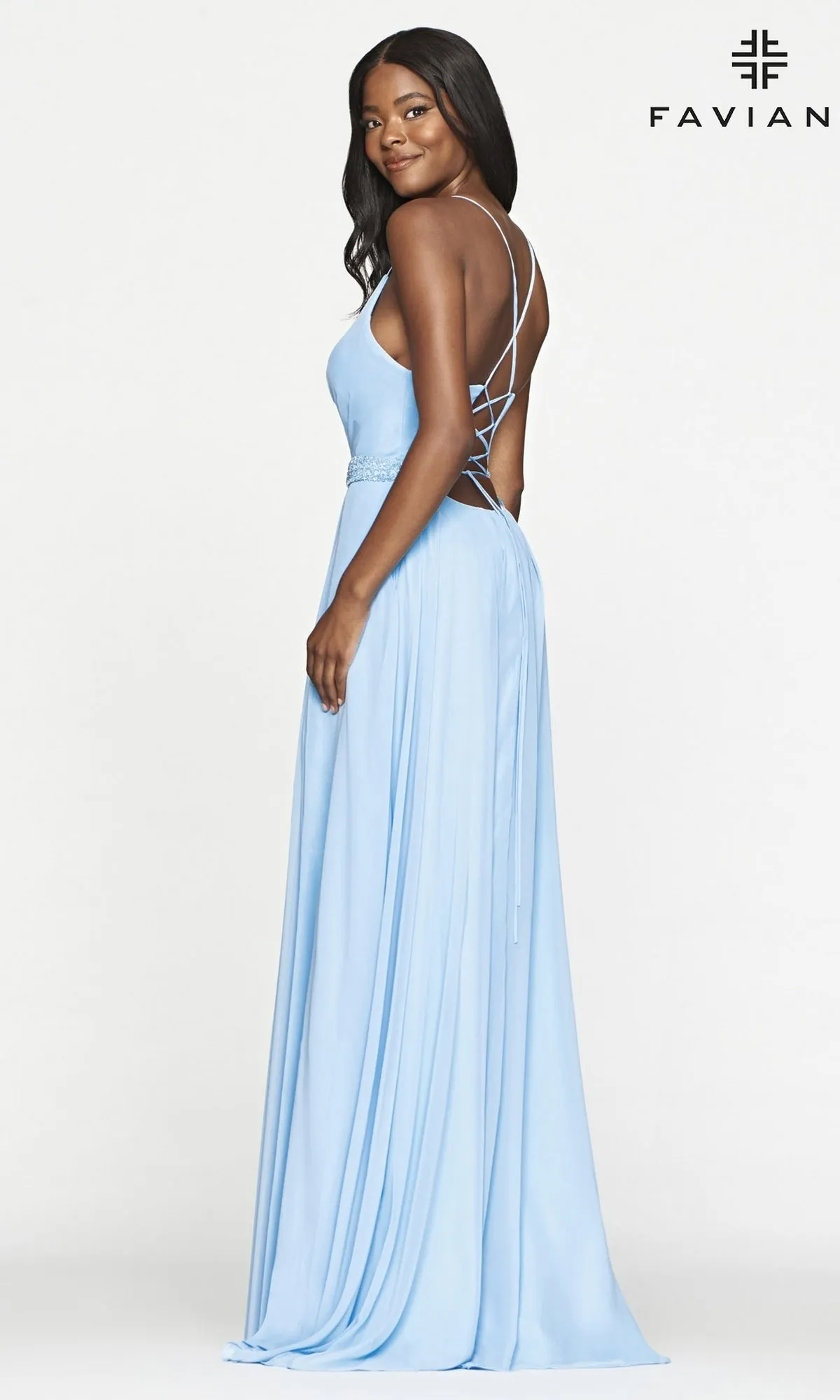 Pastel Long A-Line Chiffon Faviana Prom Dress sold by PromGirl product image thumbnail 2