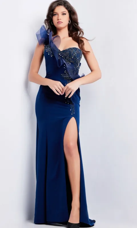 Long One-Shoulder Prom Dress JVN37574 sold by PromGirl
