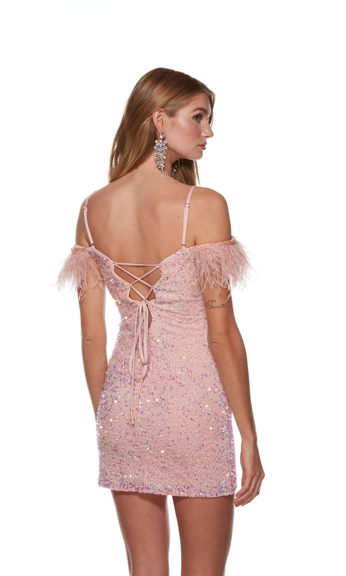 Feather-Trim Short Sequin Homecoming Dress 4759 sold by PromGirl product image thumbnail 2