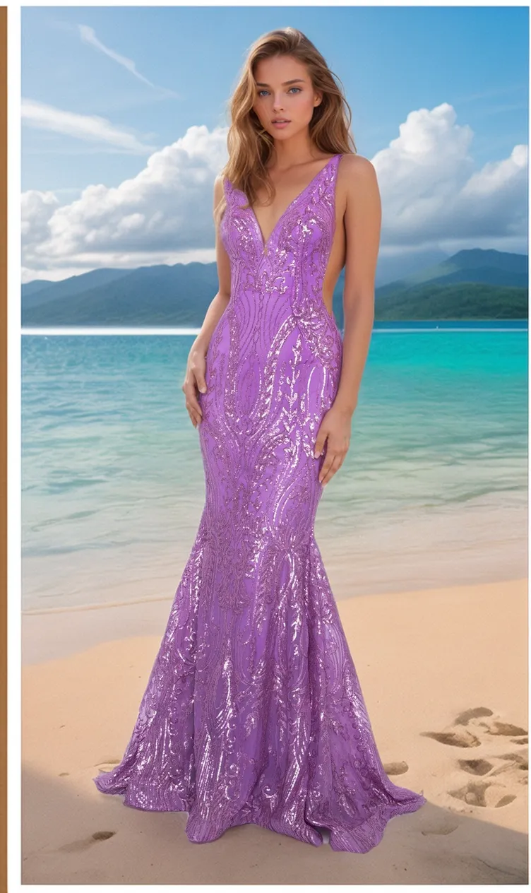Long Sequin-Print Prom Dress: Ava Presley 39204 sold by PromGirl product image thumbnail 3
