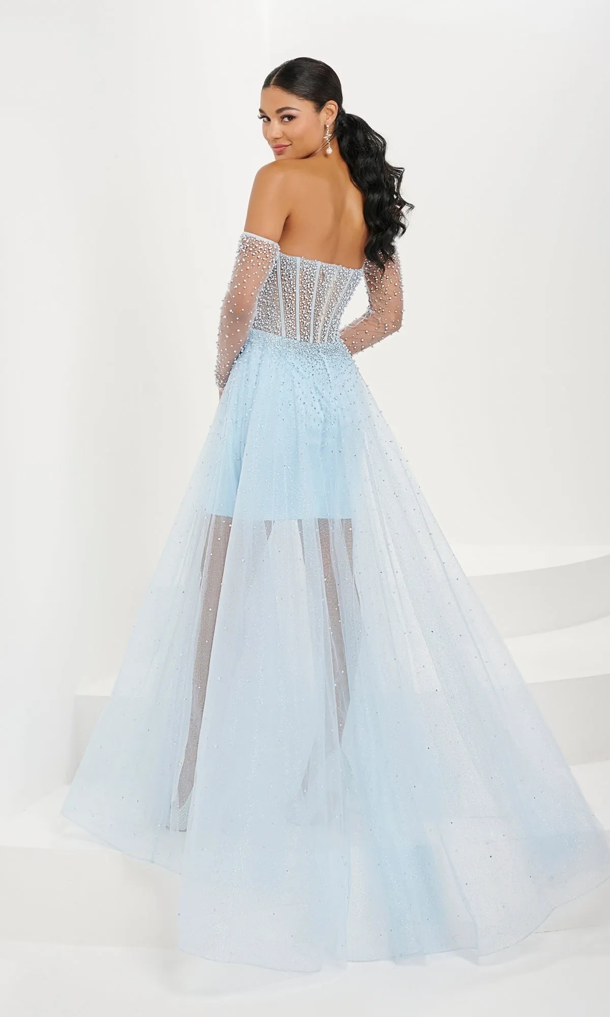 Tiffany Strapless Beaded Tulle Prom Dress 16111 sold by PromGirl product image thumbnail 2