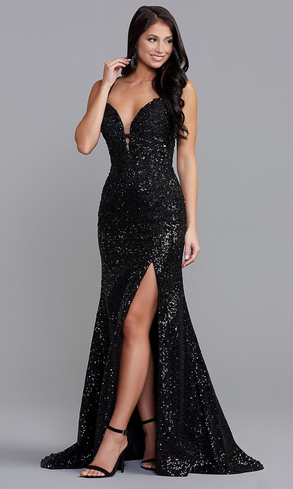 PromGirl Sequin-Embroidered Long V-Neck Prom Dress sold by PromGirl product image thumbnail 3