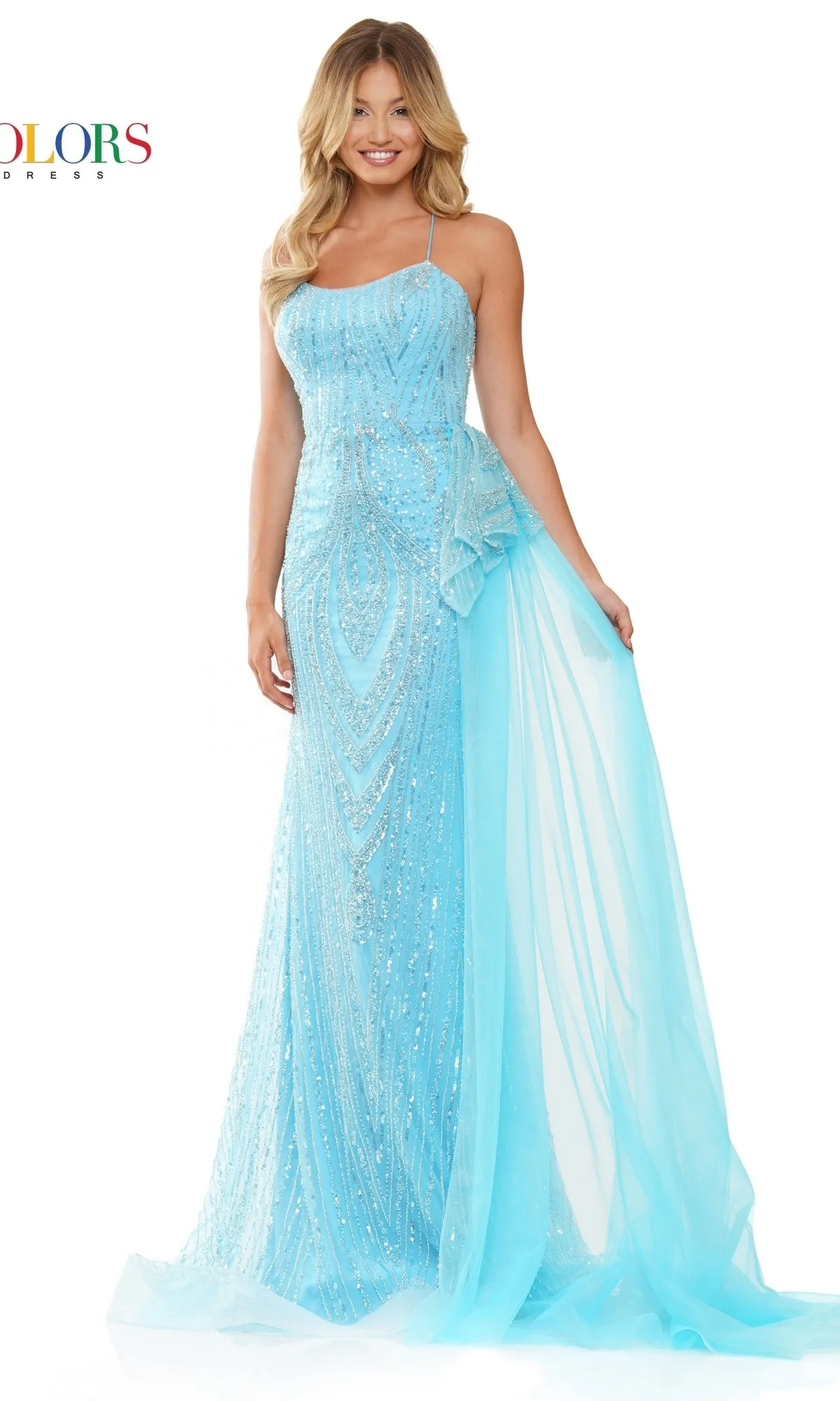 Lace-Up Beaded Long Prom Dress 3121 sold by PromGirl