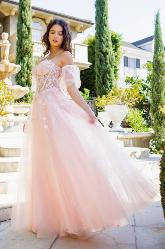 Puff-Sleeve Long Sweetheart Prom Ball Gown 8042J made by PromGirl