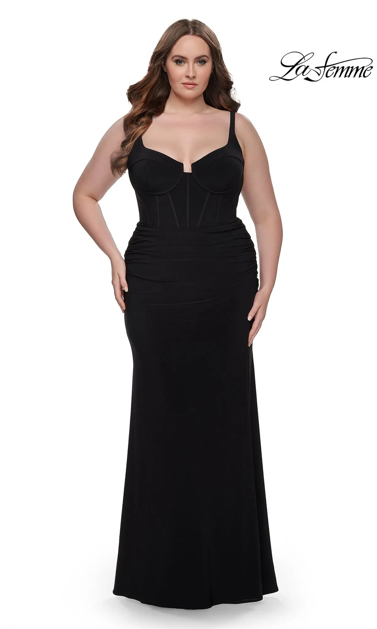 La Femme Plus-Size Long Lace-Up Prom Dress 32190 sold by PromGirl product image thumbnail 3