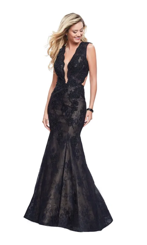 La Femme 26120 Black Long Prom Dress sold by PromGirl
