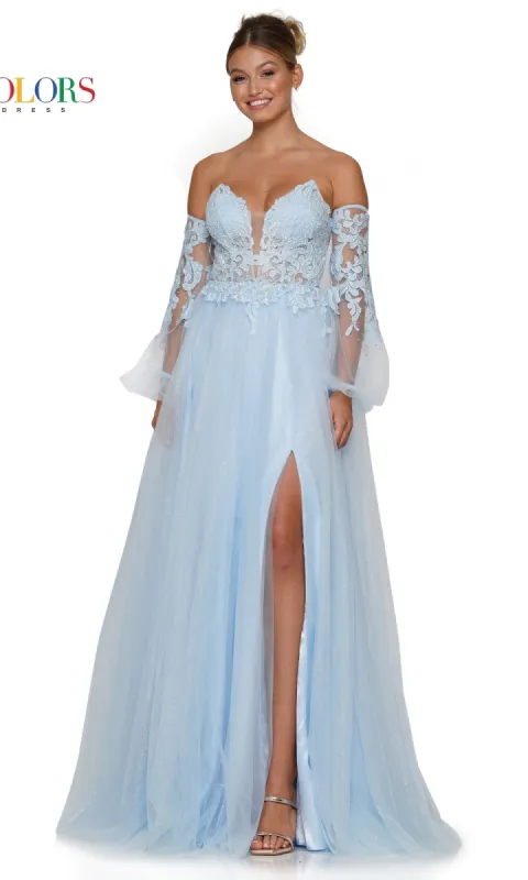 Long-Sleeve Strapless Long Corset Prom Dress 3237 sold by PromGirl