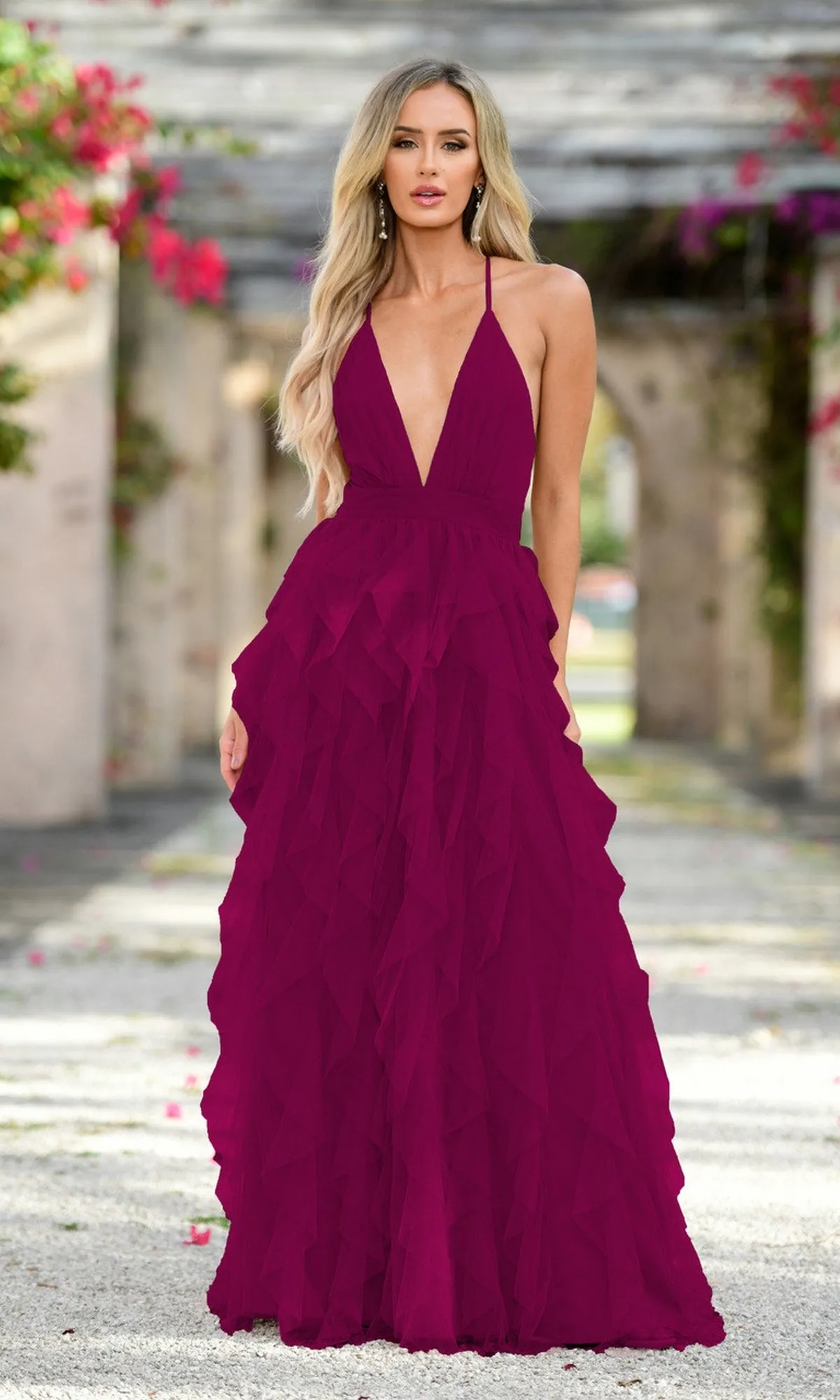 Velvi Ruffled Long A-Line Prom Dress Alances sold by PromGirl product image thumbnail 5
