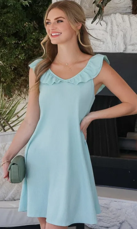 Ruffled-Neckline Short Casual Party Dress GD2009 sold by PromGirl