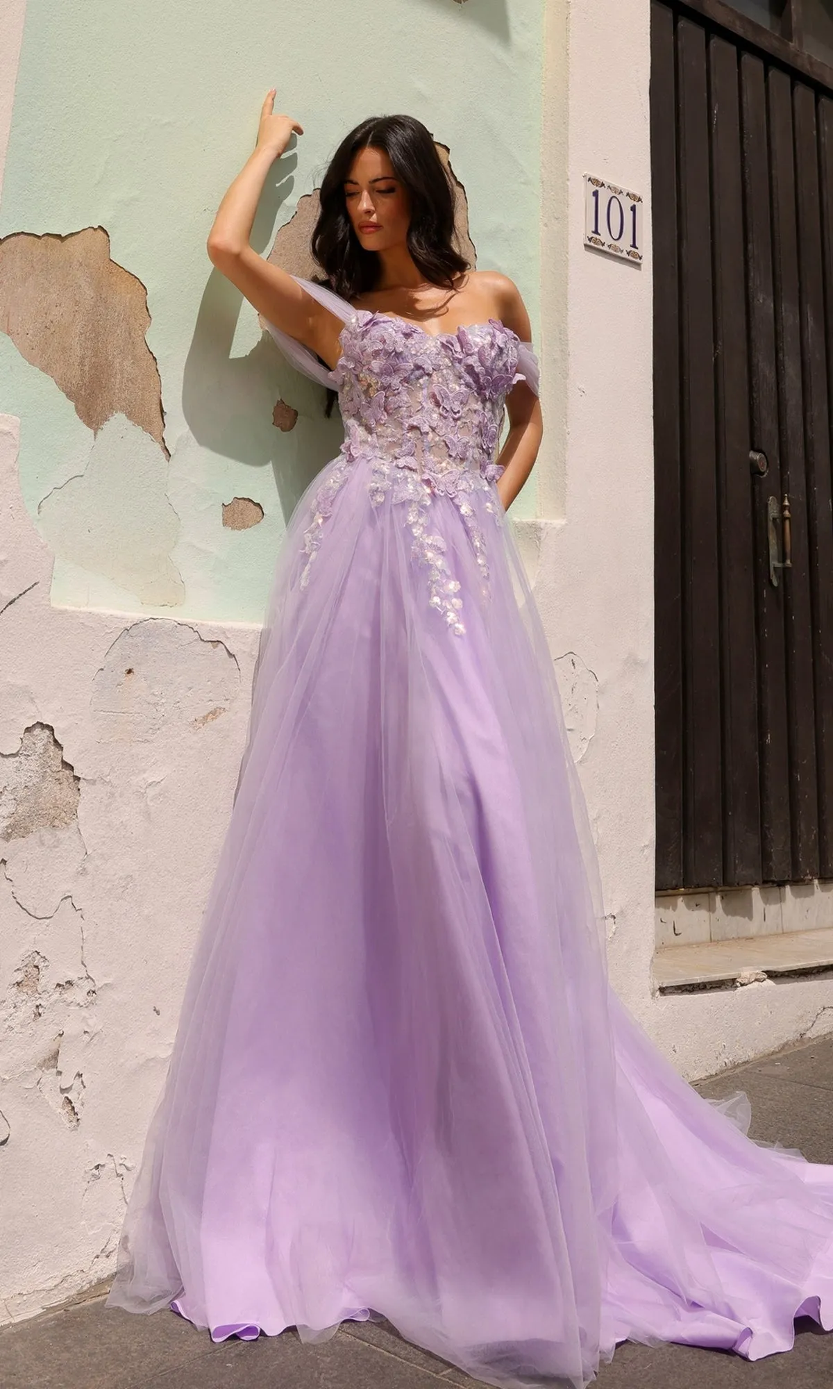 Off-the-Shoulder Long Pastel Prom Dress J1324 sold by PromGirl product image thumbnail 5