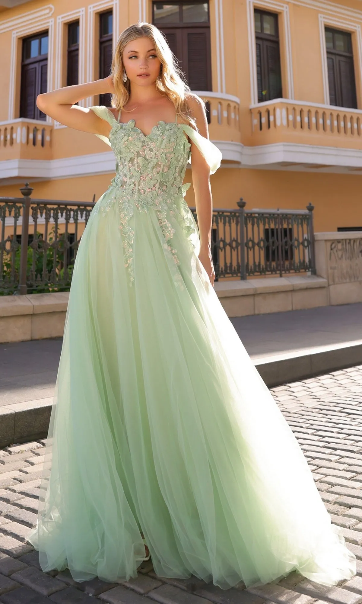 Off-the-Shoulder Long Pastel Prom Dress J1324 sold by PromGirl product image thumbnail 3