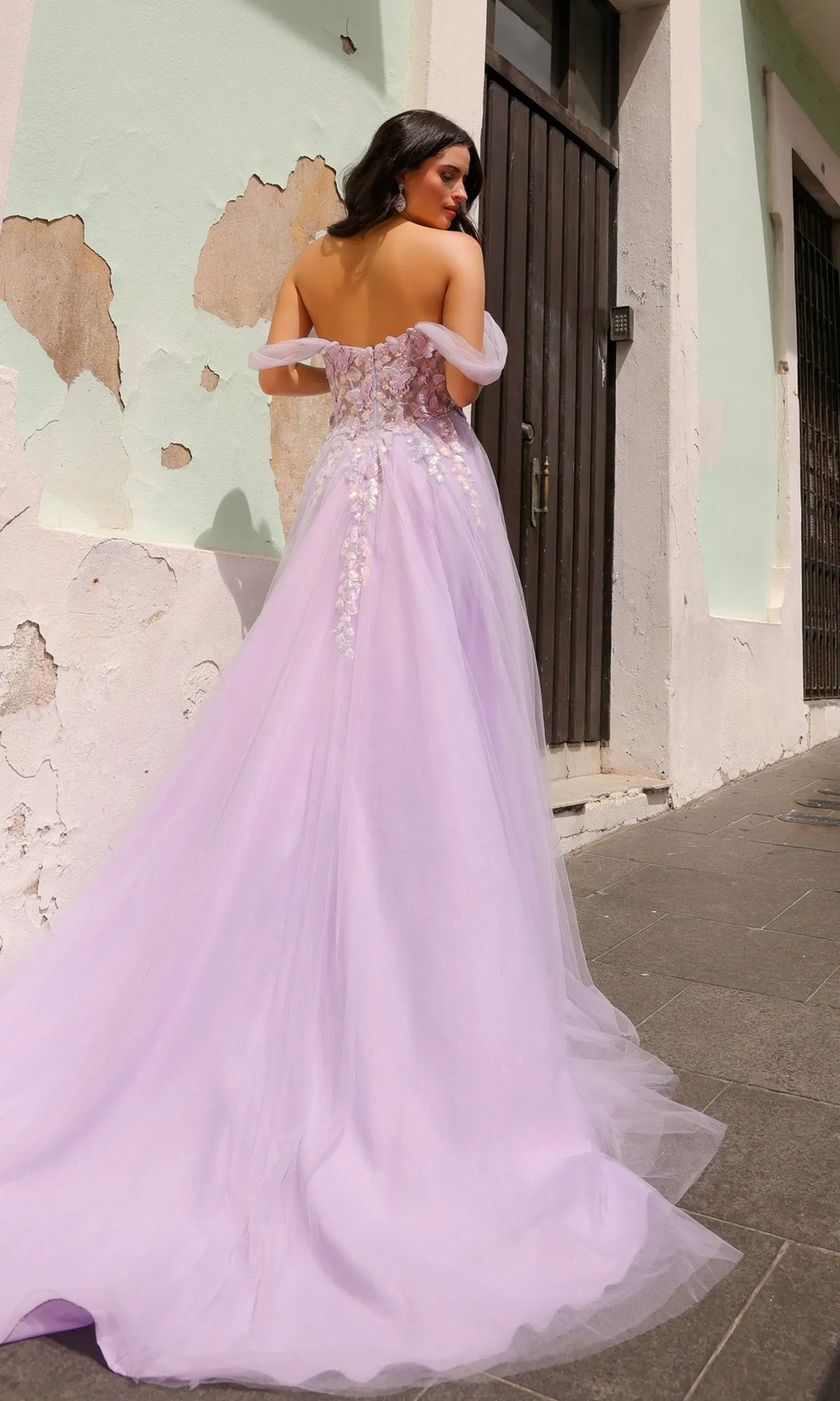 Off-the-Shoulder Long Pastel Prom Dress J1324 sold by PromGirl product image thumbnail 2
