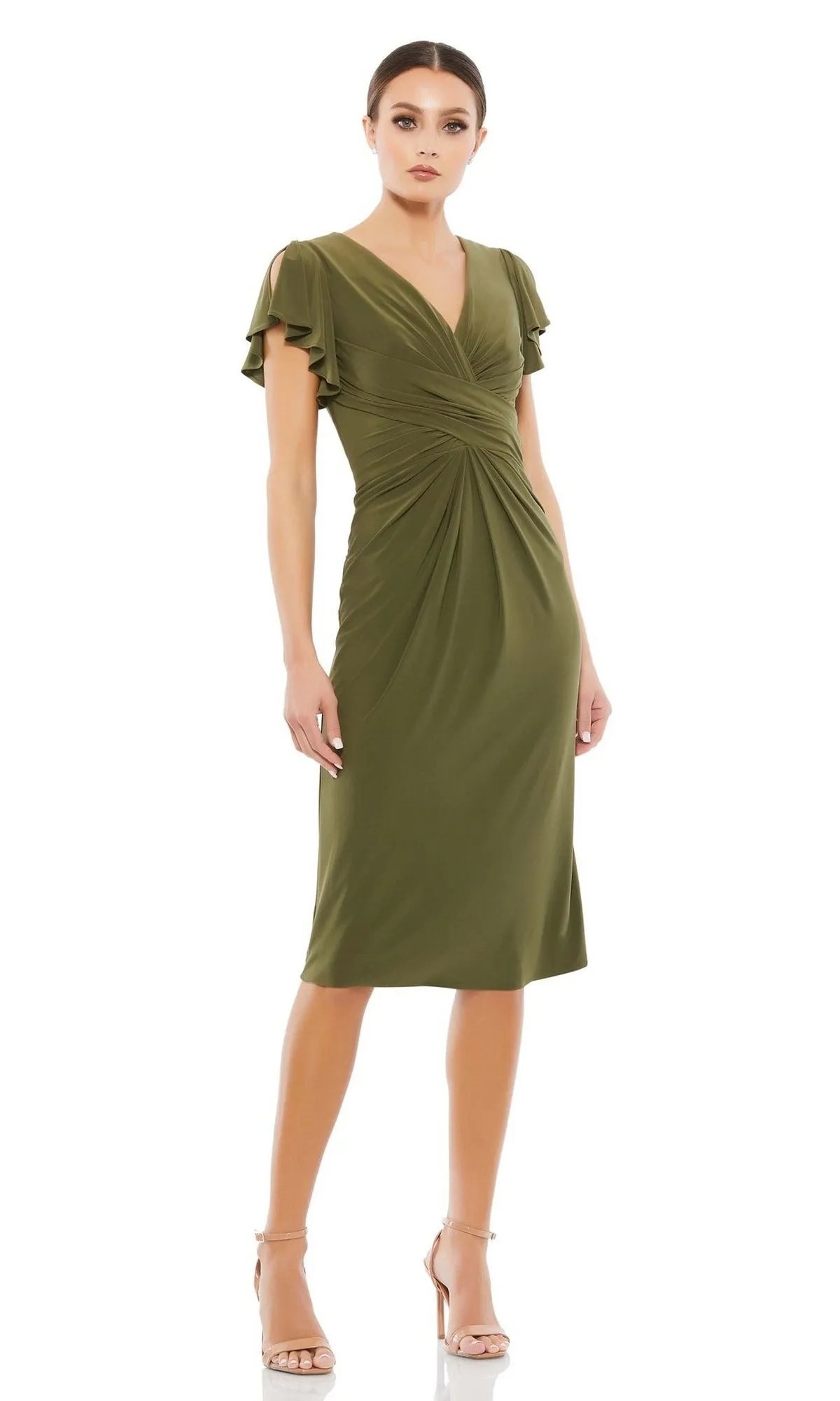 Short Sleeve Midi Wedding-Guest Party Dress 12486 sold by PromGirl product image thumbnail 5