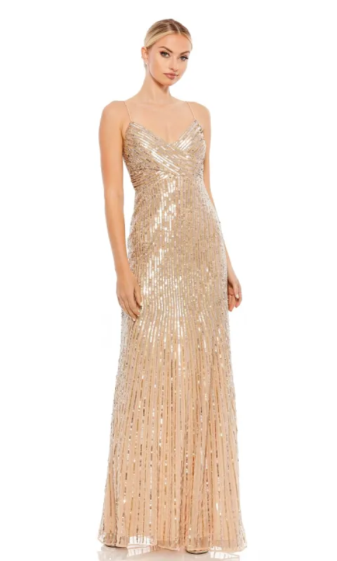 Cascading-Sequins Long Gold Prom Dress 10817 sold by PromGirl