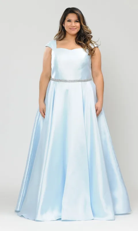 Plus-Size Cap-Sleeve Long Prom Dress W1104 sold by PromGirl